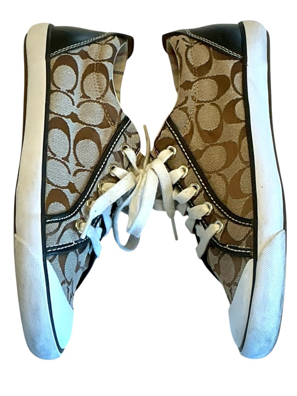 Coach Barrett Khaki Tan Signature Logo Canvas Low Top Lace up Sneakers Size 9.5 - Picture 10 of 15